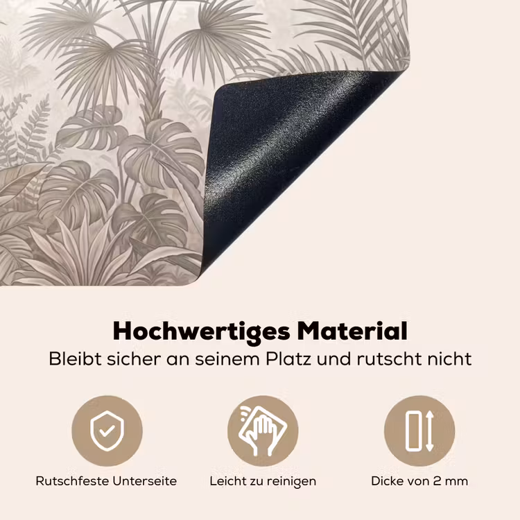 Jungle - Tropisch - Natuur -Vintage - Beige Inductie beschemer met haakjes klein -ky-onderkant-de