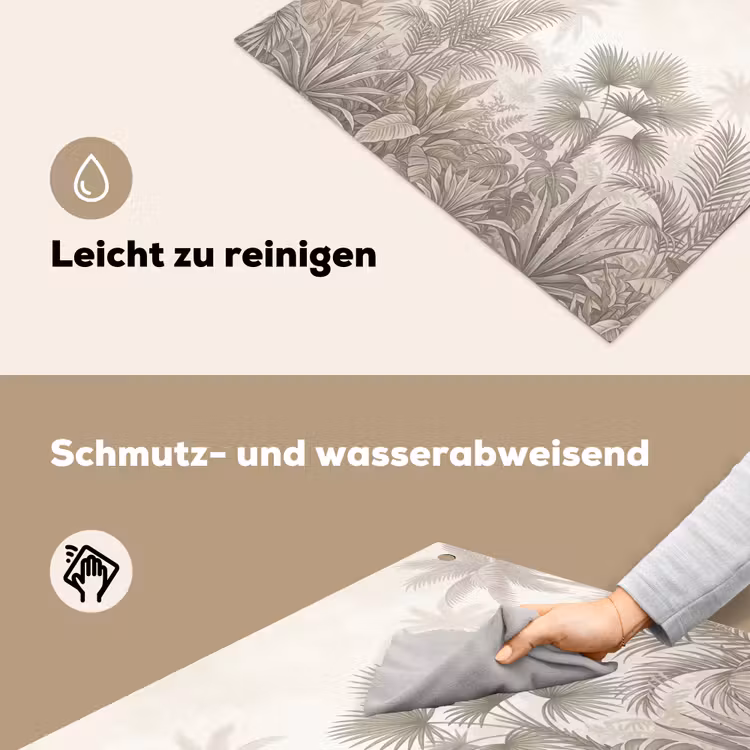 Jungle - Tropisch - Natuur -Vintage - Beige Inductie beschemer met haakjes klein -ky-schoon-de