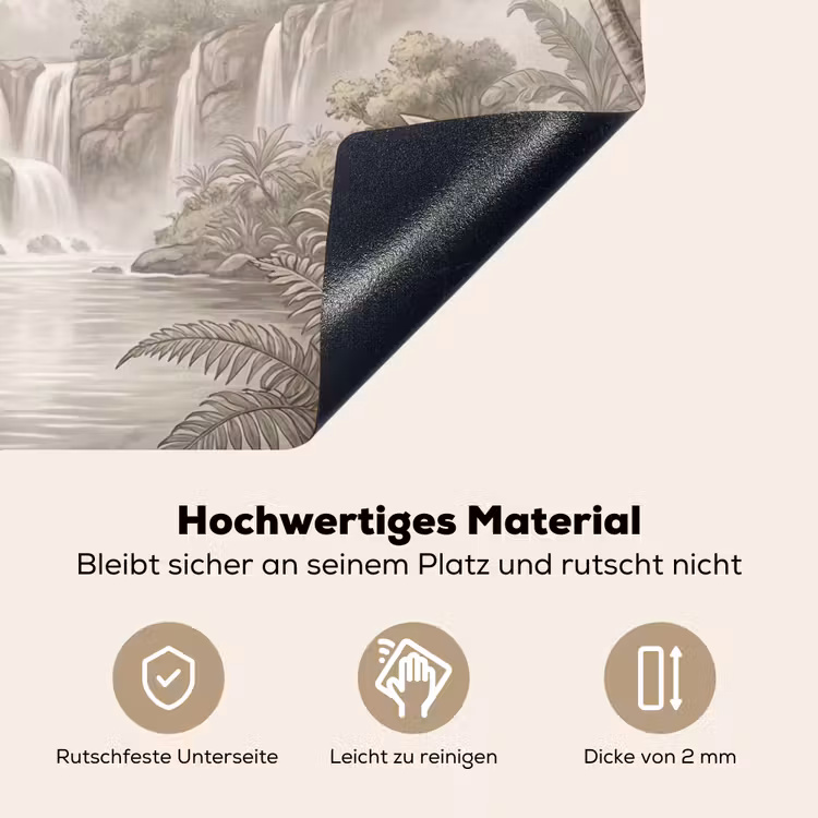 Jungle - Watervallen - Tropisch - Illustratie Inductie beschemer met haakjes klein -ky-onderkant-de