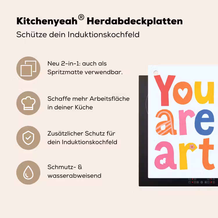 You are art - Kleurrijk - Grafisch Inductie beschemer met haakjes klein -ky-usp-de