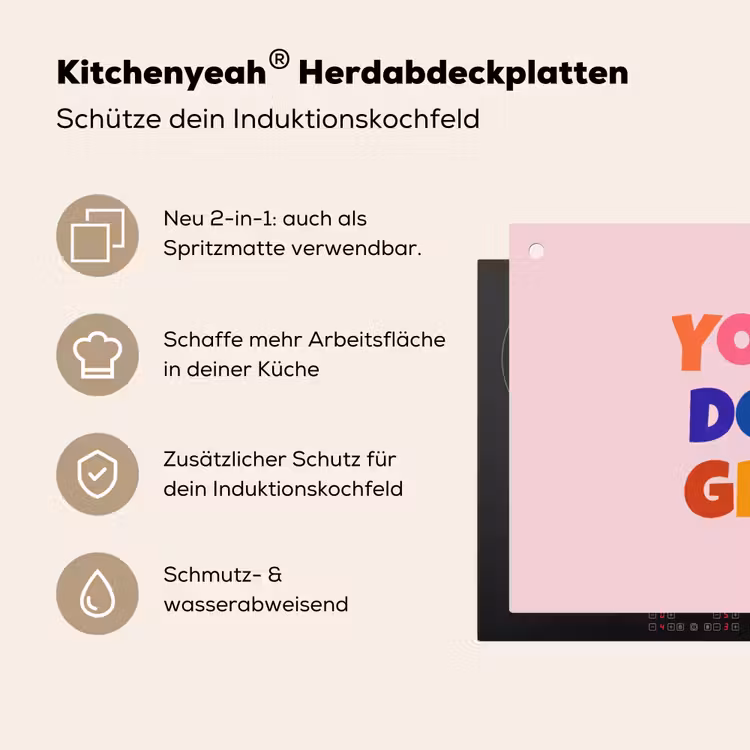 You're doing great - Roze - Kleurrijk Inductie beschemer met haakjes klein -ky-usp-de