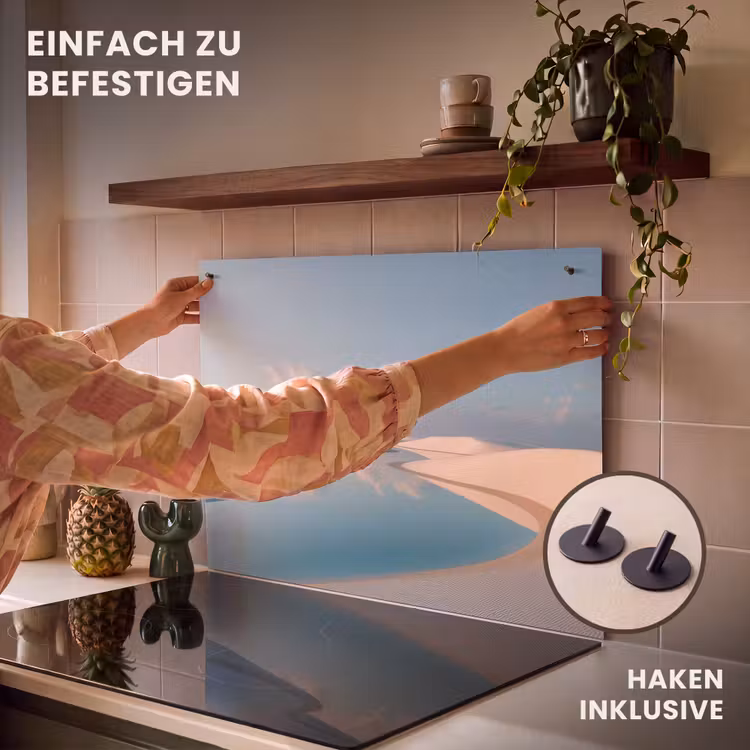2-in-1 Herdabdeckplatte & Spritzschutz - Dünen - Teich - Unendliche Stille - Duinen - Waterplas - Oneindige rust Inductie beschemer met haakjes klein