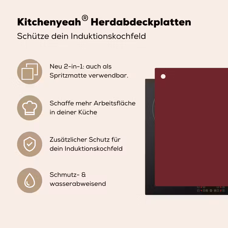 Dark - Garnet - Rood Inductie beschemer met haakjes klein 777 -ky-usp-de
