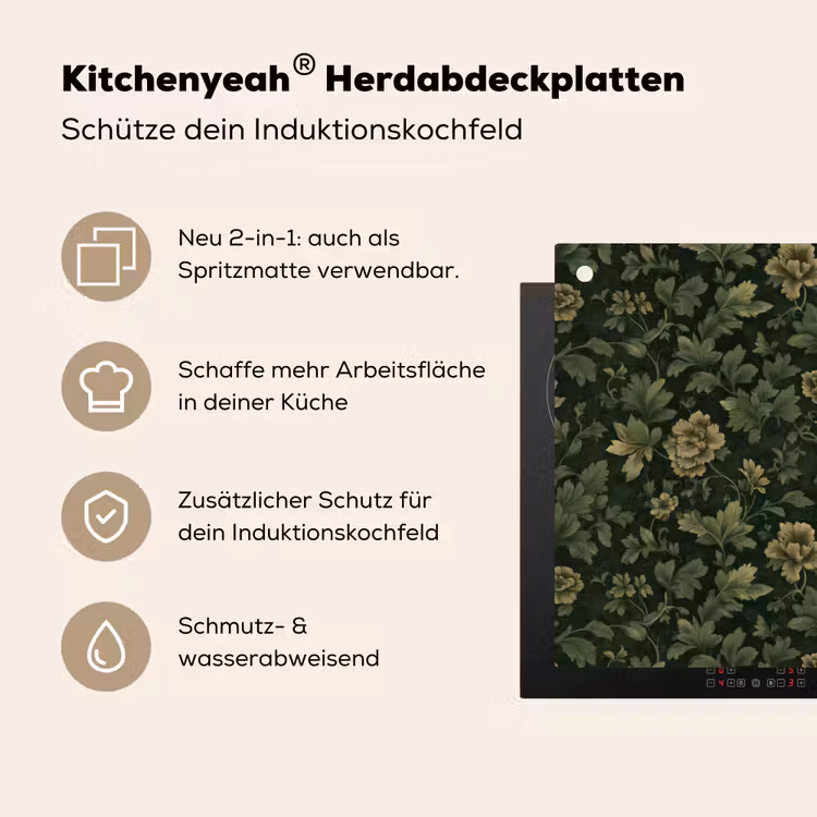 Donker - Groen - Goud - Botanisch Inductie beschemer met haakjes klein 777 -ky-usp-de