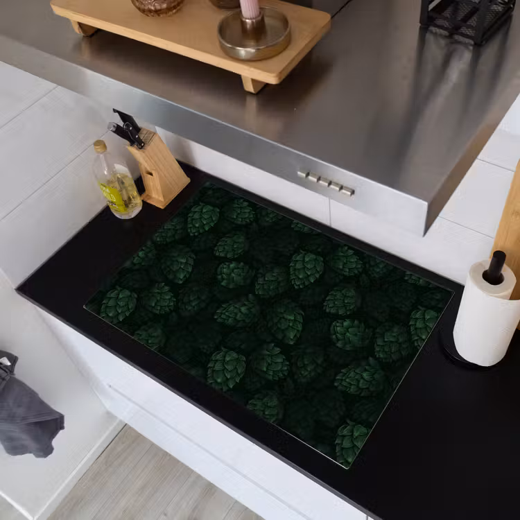 Donker - Groen - Hopbellen - Botanisch - Illustratie Inductie beschemer met haakjes klein 777 -sfeer1