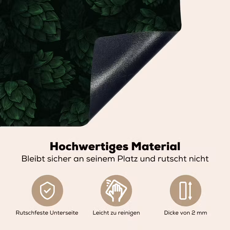Donker - Groen - Hopbellen - Botanisch - Illustratie Inductie beschemer met haakjes klein 777 -ky-onderkant-de