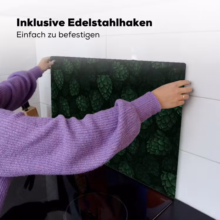 Donker - Groen - Hopbellen - Botanisch - Illustratie Inductie beschemer met haakjes klein 777 -ky-ophangen-de