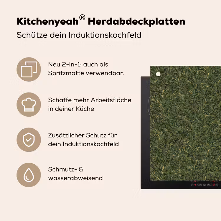 Donker - Groen - Krullend - Botanisch Inductie beschemer met haakjes klein 777 -ky-usp-de