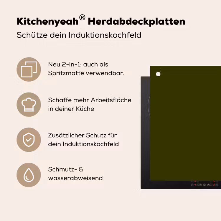 Dark  - Olive - Groen Inductie beschemer met haakjes klein 777 -ky-usp-de