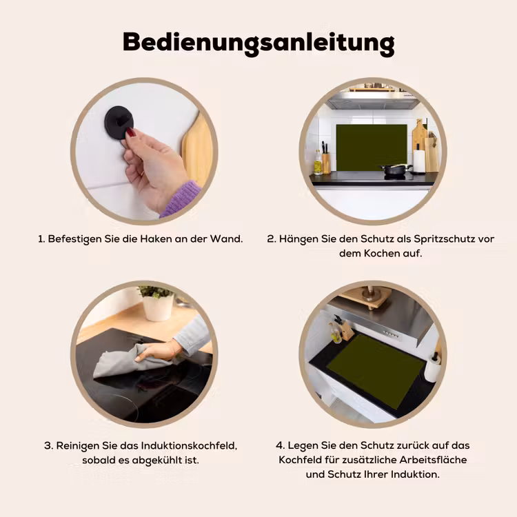 Dark  - Olive - Groen Inductie beschemer met haakjes klein 777 -ky-gebruik-de