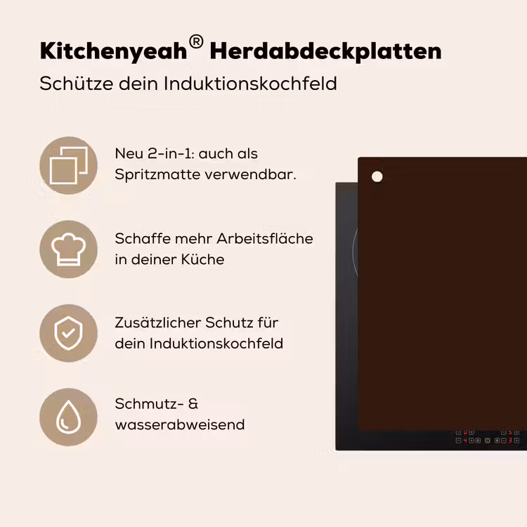 Dark - Chocolate - Bruin Inductie beschemer met haakjes klein 777 -ky-usp-de