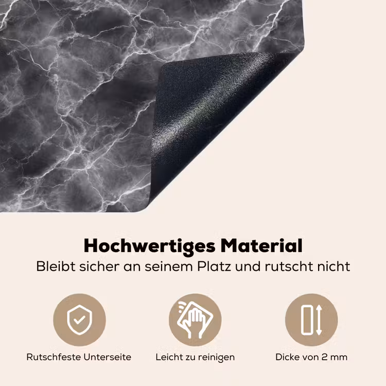 Donkergrijs - Bliksem - Marmer Inductie beschemer met haakjes klein 777 -ky-onderkant-de