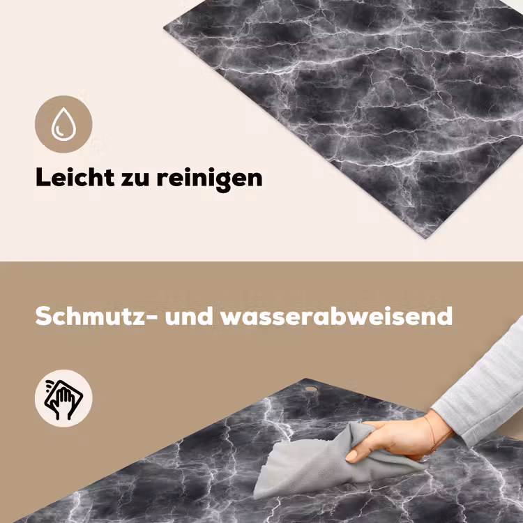 Donkergrijs - Bliksem - Marmer Inductie beschemer met haakjes klein 777 -ky-schoon-de