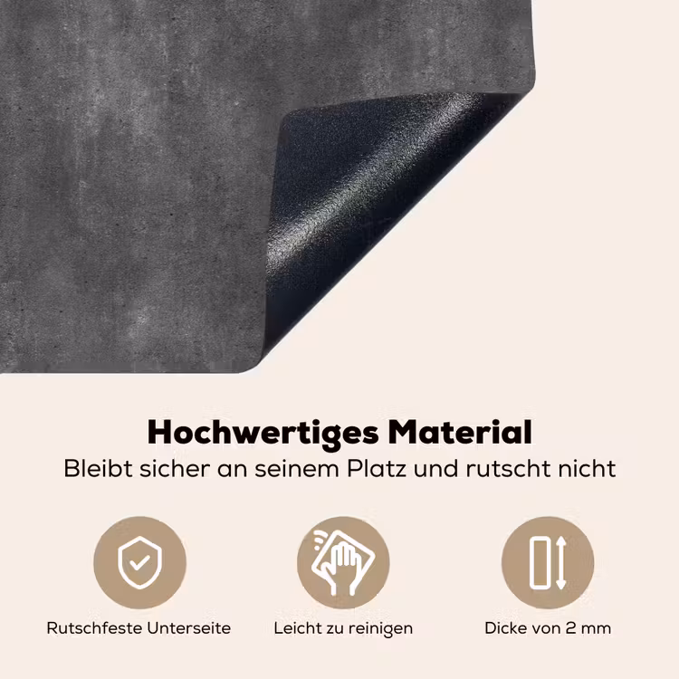 Donkergrijs - Ruw - Beton Inductie beschemer met haakjes klein 777 -ky-onderkant-de