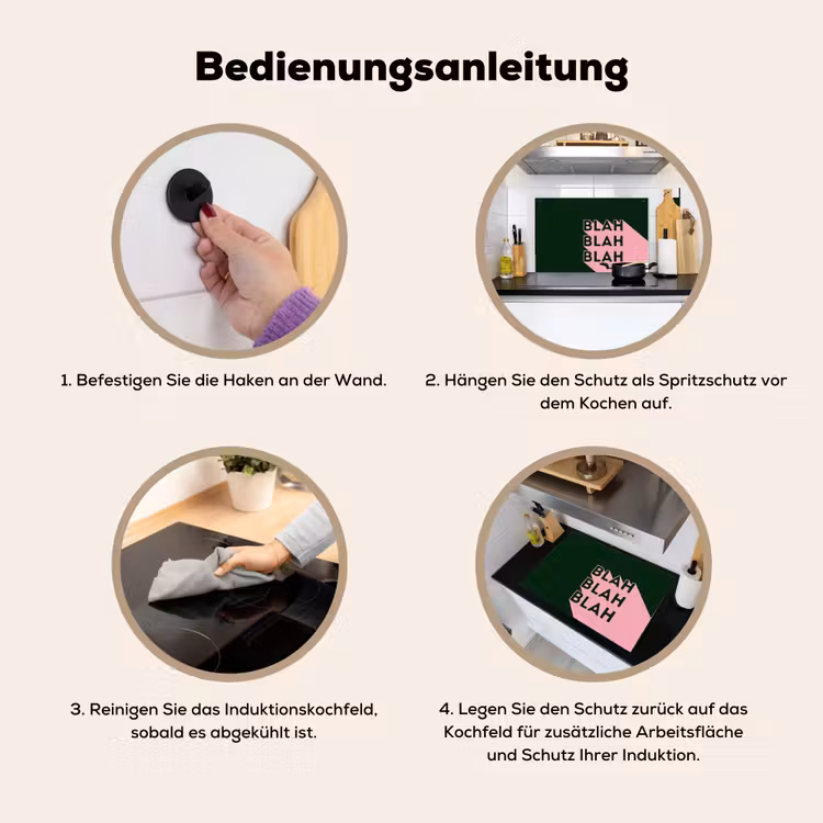 Donkergroen - Tekst - Schaduw - Grafisch Inductie beschemer met haakjes klein -ky-gebruik-de