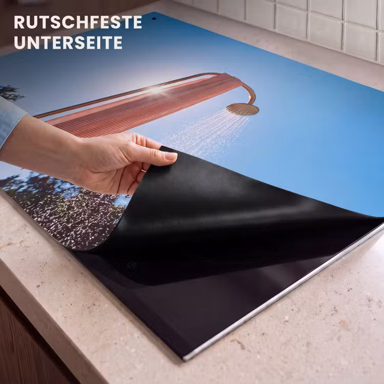 Douche - Water - Zomer - Blauw Inductie beschemer met haakjes klein -ky-onderkant-de