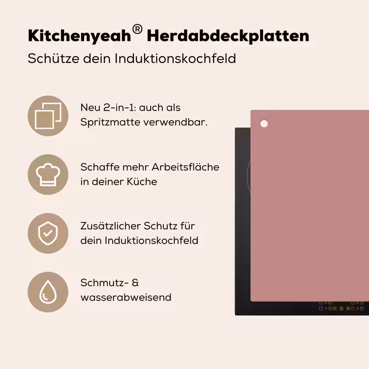 Dusty - Rose - Roze Inductie beschemer met haakjes klein 777 -ky-usp-de