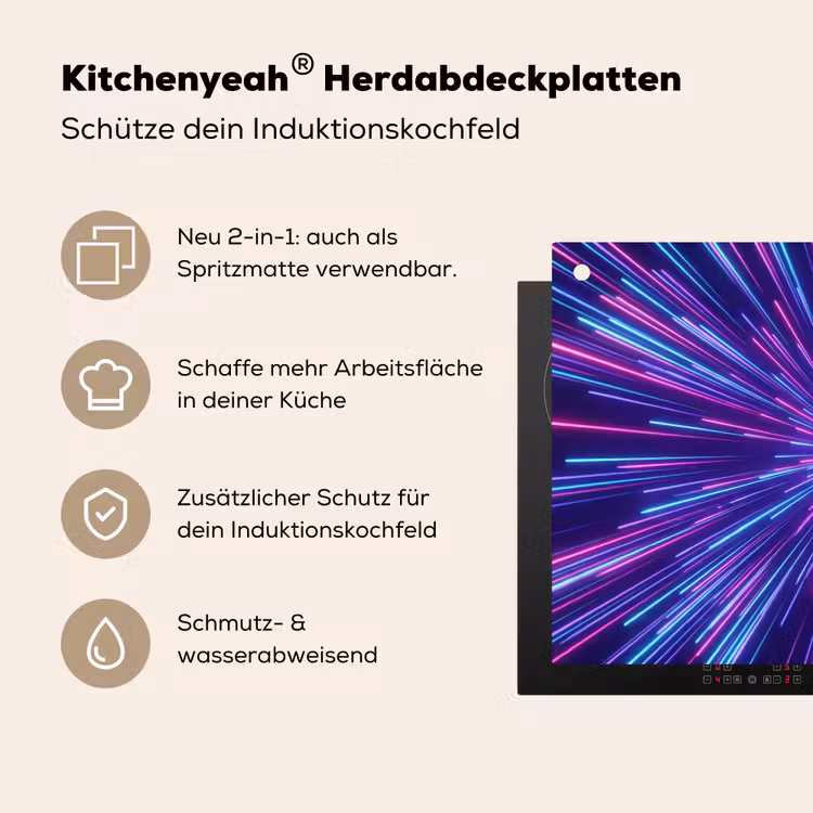 Dynamisch - Ruimte - Kleurrijk Inductie beschemer met haakjes klein -ky-usp-de