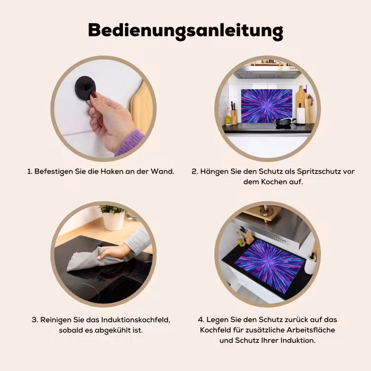 Dynamisch - Ruimte - Kleurrijk Inductie beschemer met haakjes klein -ky-gebruik-de