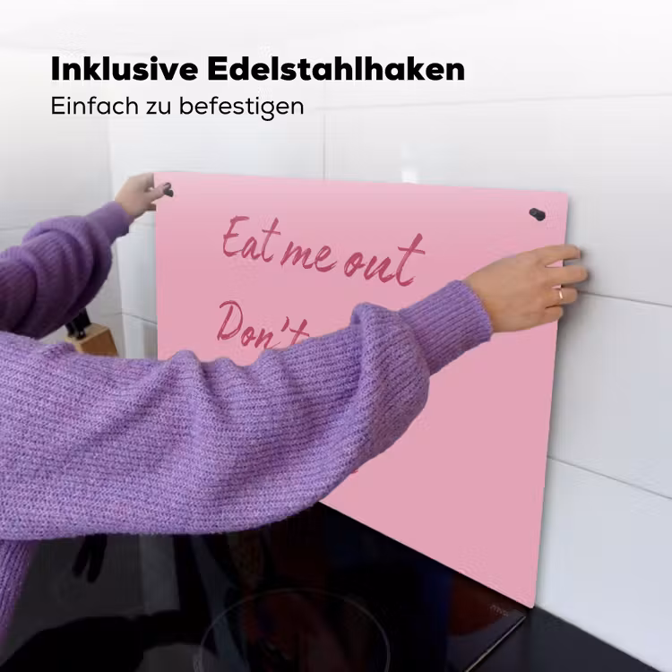 Eat me out don't stress me out - Roze - Handgeschreven Inductie beschemer met haakjes klein -ky-ophangen-de