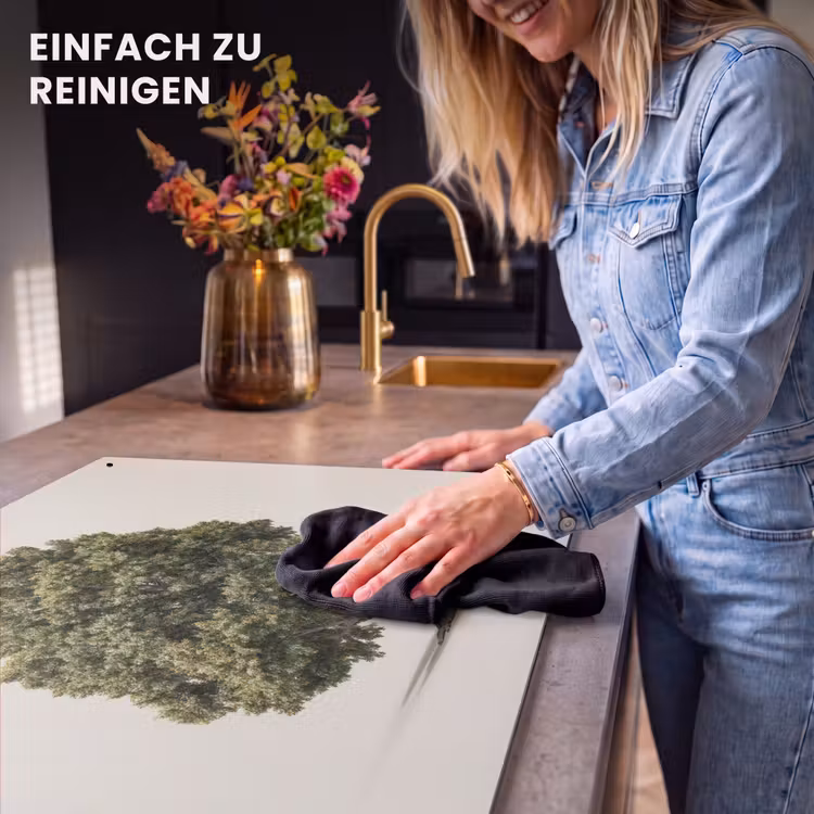 2-in-1 Herdabdeckplatte & Spritzschutz - Eichenbaum - Grün - Heller Hintergrund - Eikenboom - Groen - Lichte achtergrond Inductie beschemer met haakjes klein