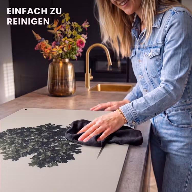 2-in-1 Herdabdeckplatte & Spritzschutz - Eichenbaum - Schatten - Glatt - Eikenboom - Schaduw - Egaal Inductie beschemer met haakjes klein