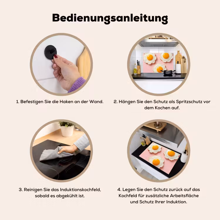 Eieren - Bloem - Roze Inductie beschemer met haakjes klein -ky-gebruik-de