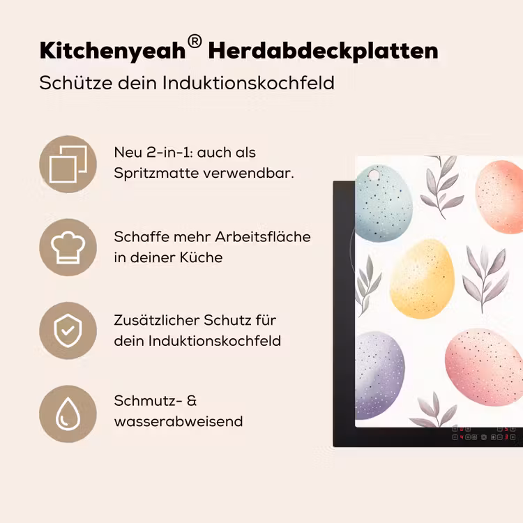 Eieren - Kleurrijk - Patroon Inductie beschemer met haakjes klein -ky-usp-de