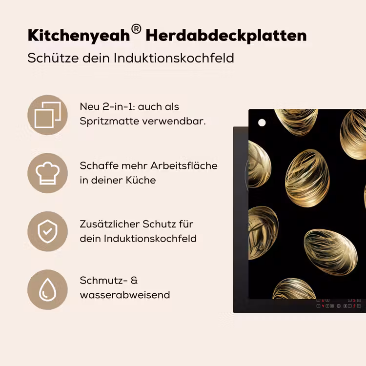Eieren - Goud - Patroon Inductie beschemer met haakjes klein -ky-usp-de