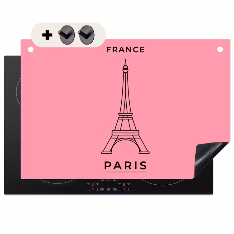 Eiffeltoren - Parijs - Architectuur - Minimalistisch - Roze Inductie beschemer met haakjes klein -3d