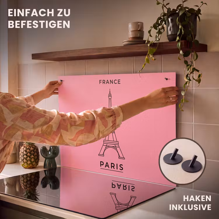 Eiffeltoren - Parijs - Architectuur - Minimalistisch - Roze Inductie beschemer met haakjes klein -ky-ophangen-de