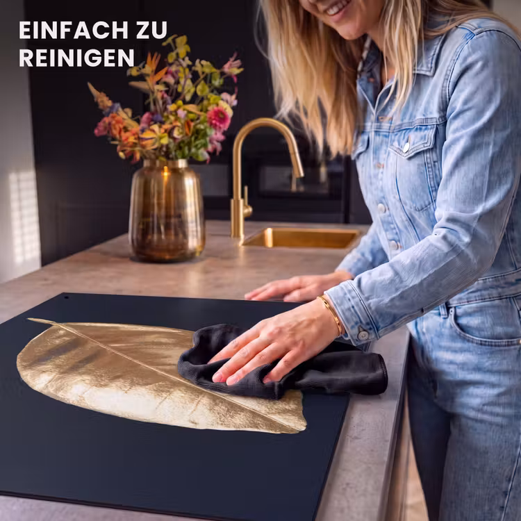 2-in-1 Herdabdeckplatte & Spritzschutz - Einsames Goldblatt - Bladgoudgefluister Inductie beschemer met haakjes middel