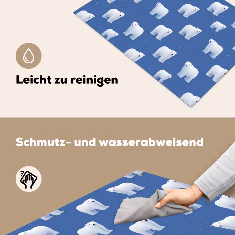 IJsbeer - Patroon - Blauw Inductie beschemer met haakjes klein 777 -ky-schoon-de