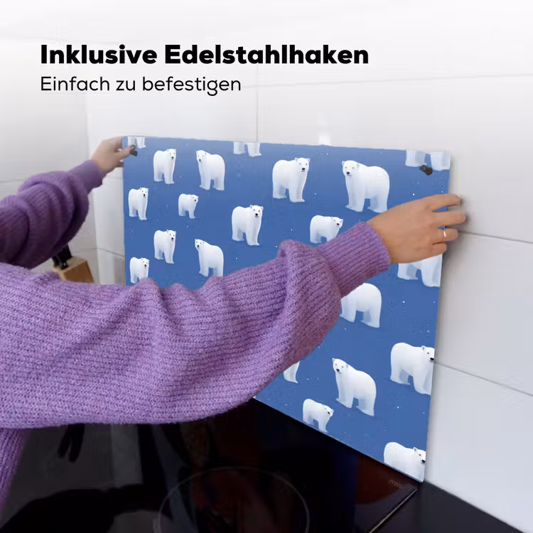 IJsbeer - Patroon - Blauw Inductie beschemer met haakjes klein 777 -ky-ophangen-de