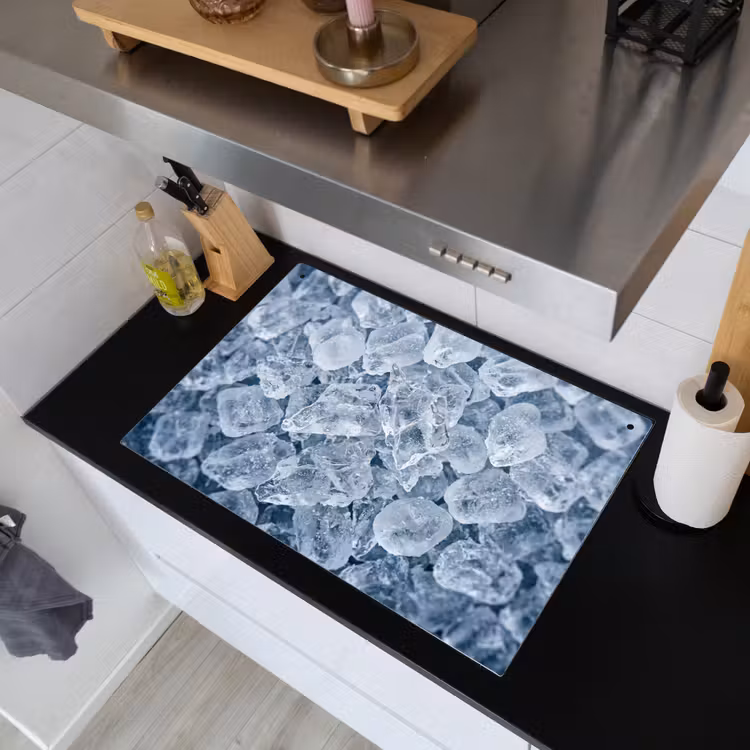 Ijsblokjes - Water - Blauw Inductie beschemer met haakjes klein -sfeer1