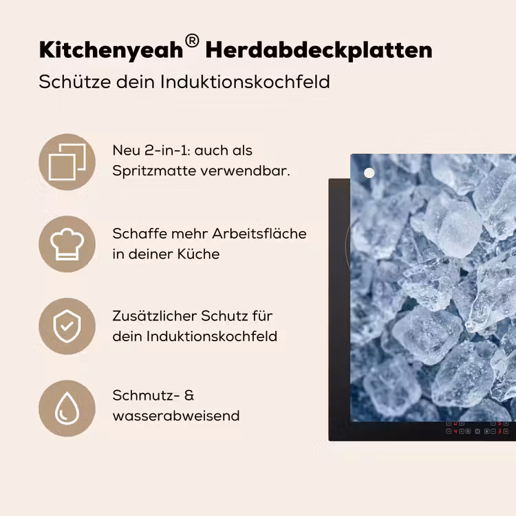 Ijsblokjes - Water - Blauw Inductie beschemer met haakjes klein -ky-usp-de