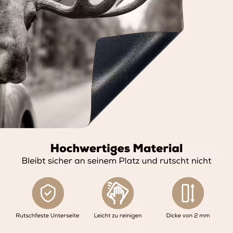 Eland - Auto - Gewei - Zwart - Wit Inductie beschemer met haakjes klein -ky-onderkant-de