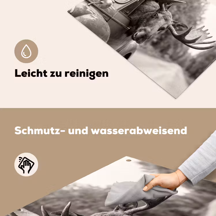 Eland - Auto - Gewei - Zwart - Wit Inductie beschemer met haakjes klein -ky-schoon-de