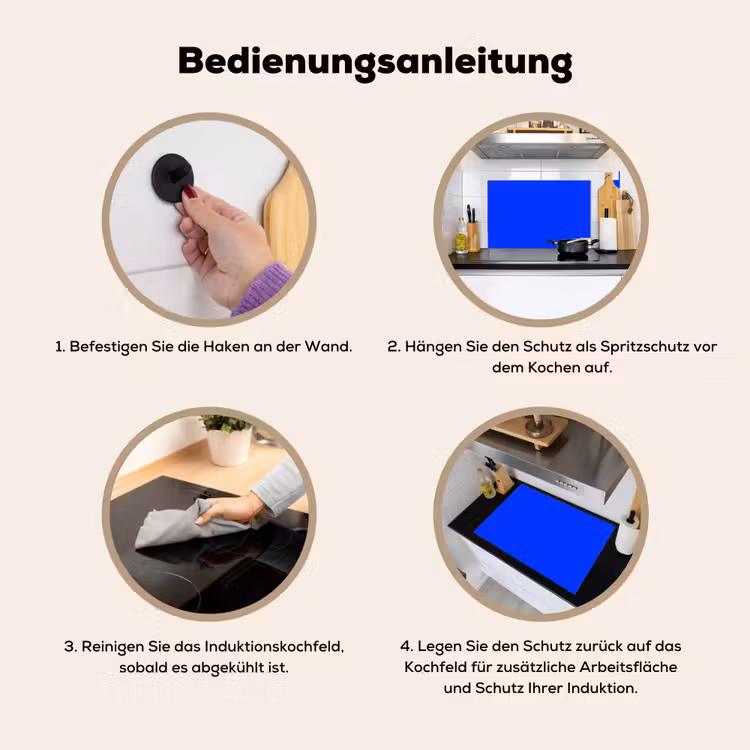 Electric - Blue - Blauw Inductie beschemer met haakjes klein 777 -ky-gebruik-de