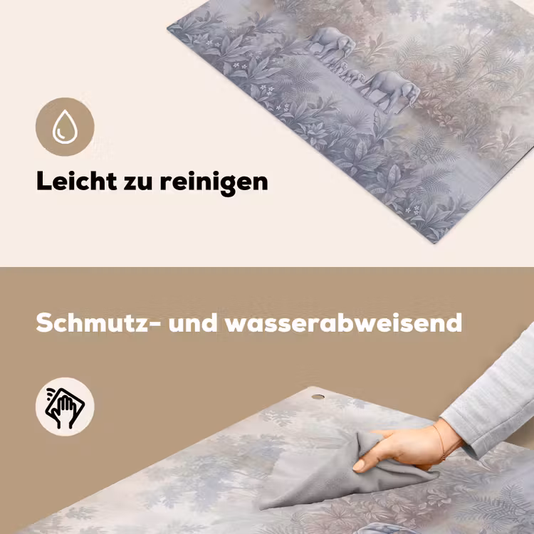 Olifant - Familie - Jungle - Illustratie - Grijs Inductie beschemer met haakjes klein -ky-schoon-de