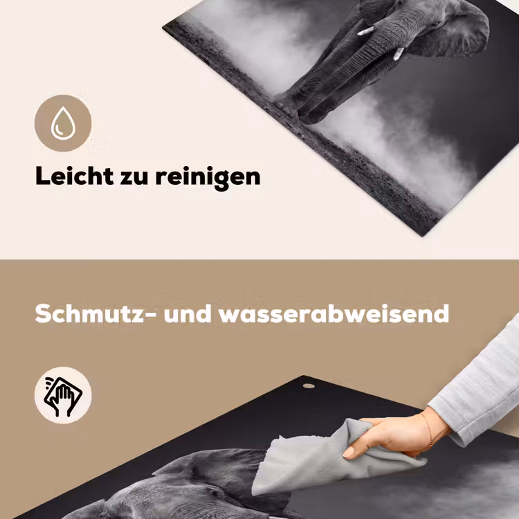 Olifant - Zwart - Wit - Rook Inductie beschemer met haakjes klein -ky-schoon-de