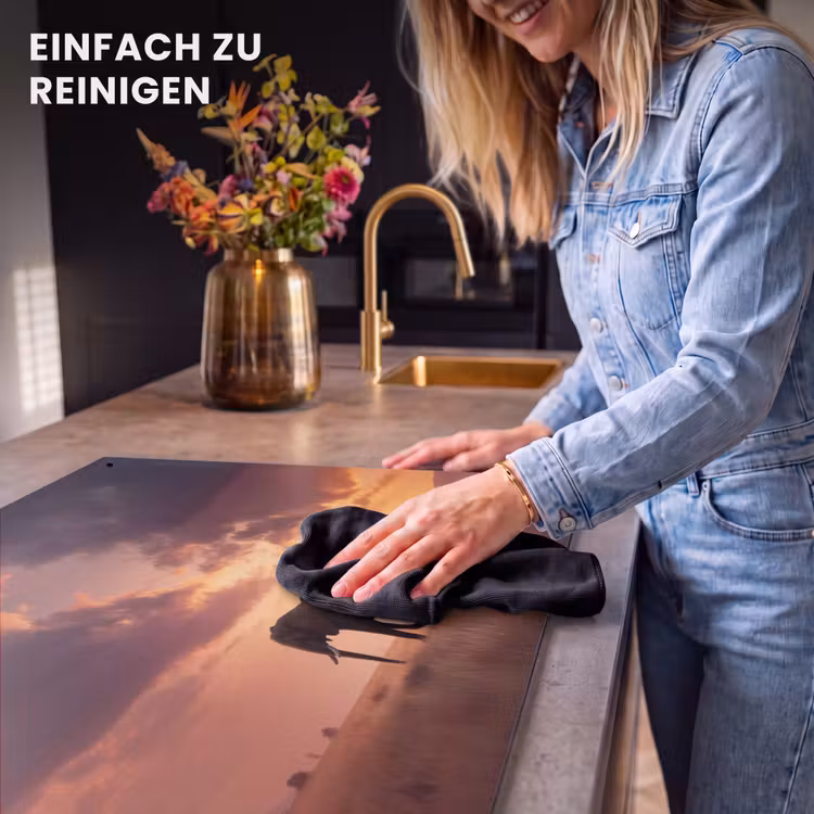 2-in-1 Herdabdeckplatte & Spritzschutz - Elefanten - Grasland - Sonnenuntergang - Olifanten - Grasland - Zonsondergang Inductie beschemer met haakjes klein