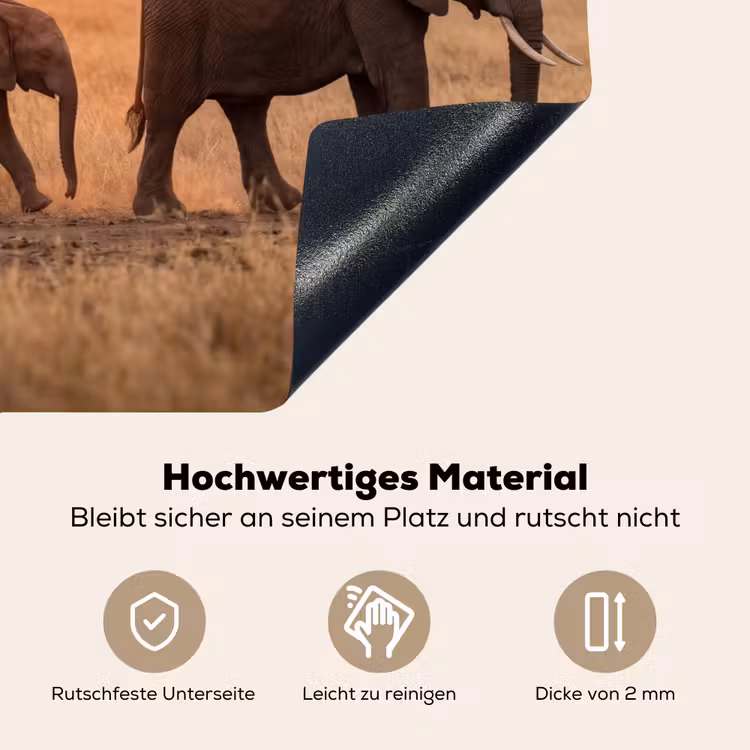 Olifanten - Savanne - Zonsondergang - Afrika - Warm Inductie beschemer met haakjes klein -ky-onderkant-de