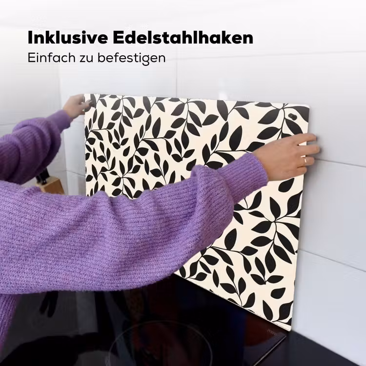 Elegant - Patroon - Zwart - Beige Inductie beschemer met haakjes klein 777 -ky-ophangen-de