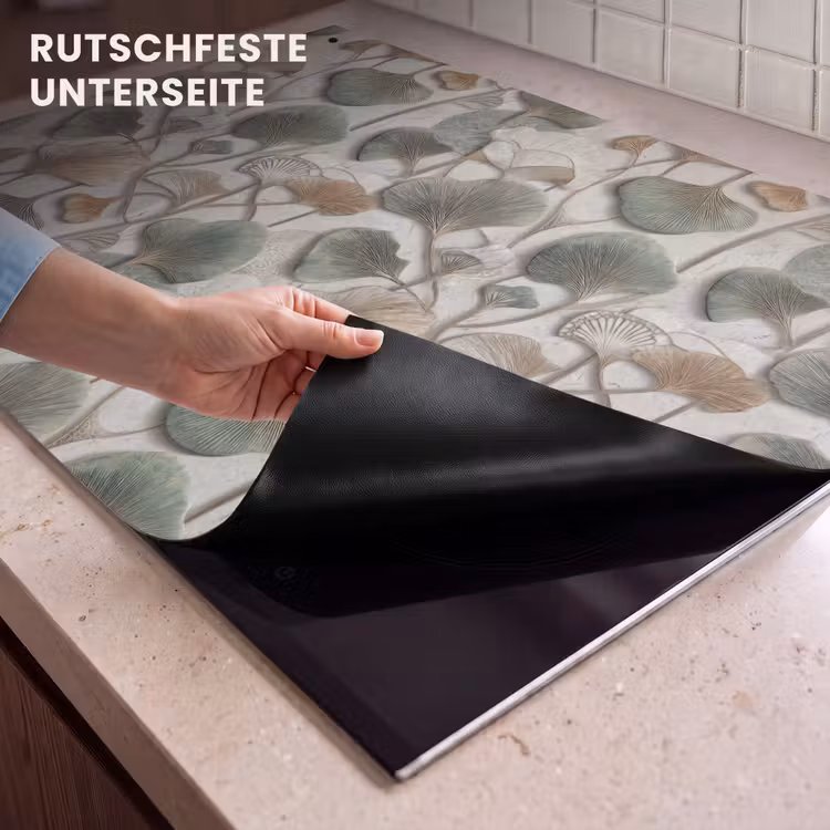 2-in-1 Herdabdeckplatte & Spritzschutz - Elegant - Laubig - Grün - Elegant - Bladeren - Groen Inductie beschemer met haakjes klein 777