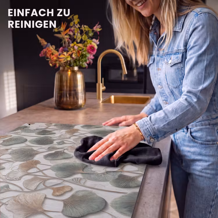 2-in-1 Herdabdeckplatte & Spritzschutz - Elegant - Laubig - Grün - Elegant - Bladeren - Groen Inductie beschemer met haakjes klein 777