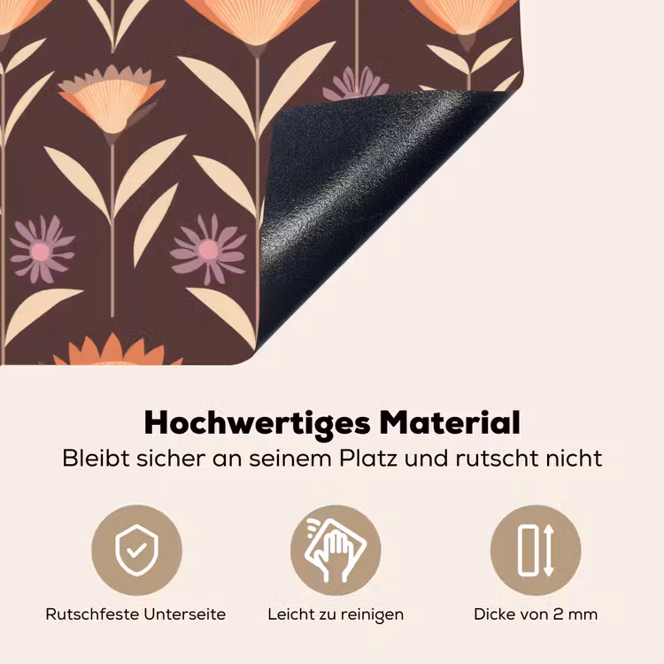 Elegant - Retro - Bruin Inductie beschemer met haakjes klein 777 -ky-onderkant-de