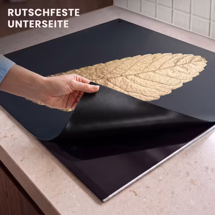 2-in-1 Herdabdeckplatte & Spritzschutz - Eleganz in Gold - Elegantie in goud Inductie beschemer met haakjes middel