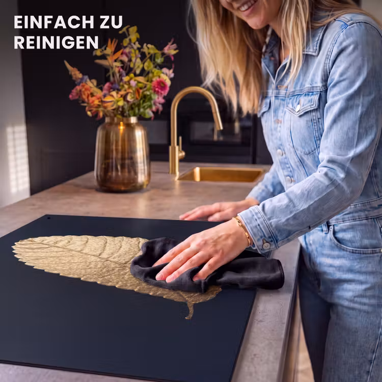 2-in-1 Herdabdeckplatte & Spritzschutz - Eleganz in Gold - Elegantie in goud Inductie beschemer met haakjes middel