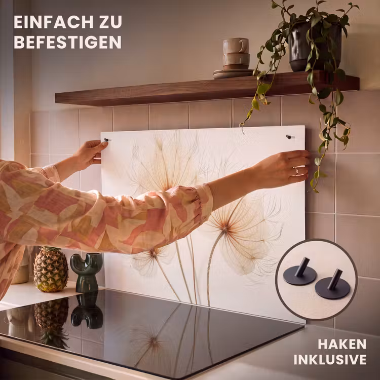 2-in-1 Herdabdeckplatte & Spritzschutz - Eleganz in Transparenz - Elegantie in Transparantie Inductie beschemer met haakjes klein